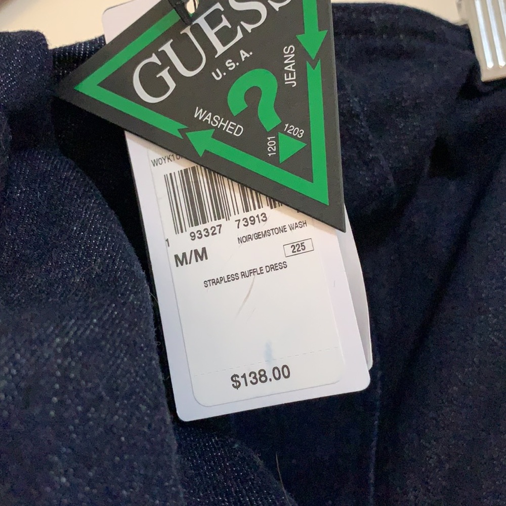 Guess Strapless Ruffle Jean Dress Mini - Picture 2 of 5